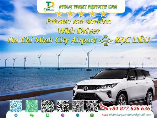 Car rental Ho Chi Minh City <=> Bac Lieu (private car with driver)